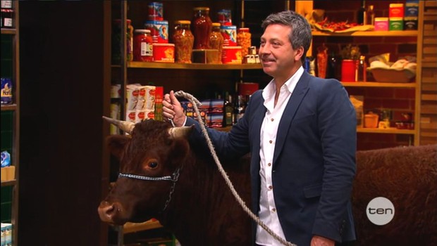 Guest Judge John Torode with Wayne the Steer