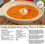 Tomato and Roast Garlic Soup, Prawns and Pesto (Adrian Richardson)